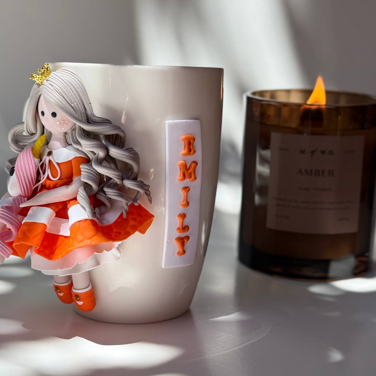 Minimal Face Doll Mug + Name