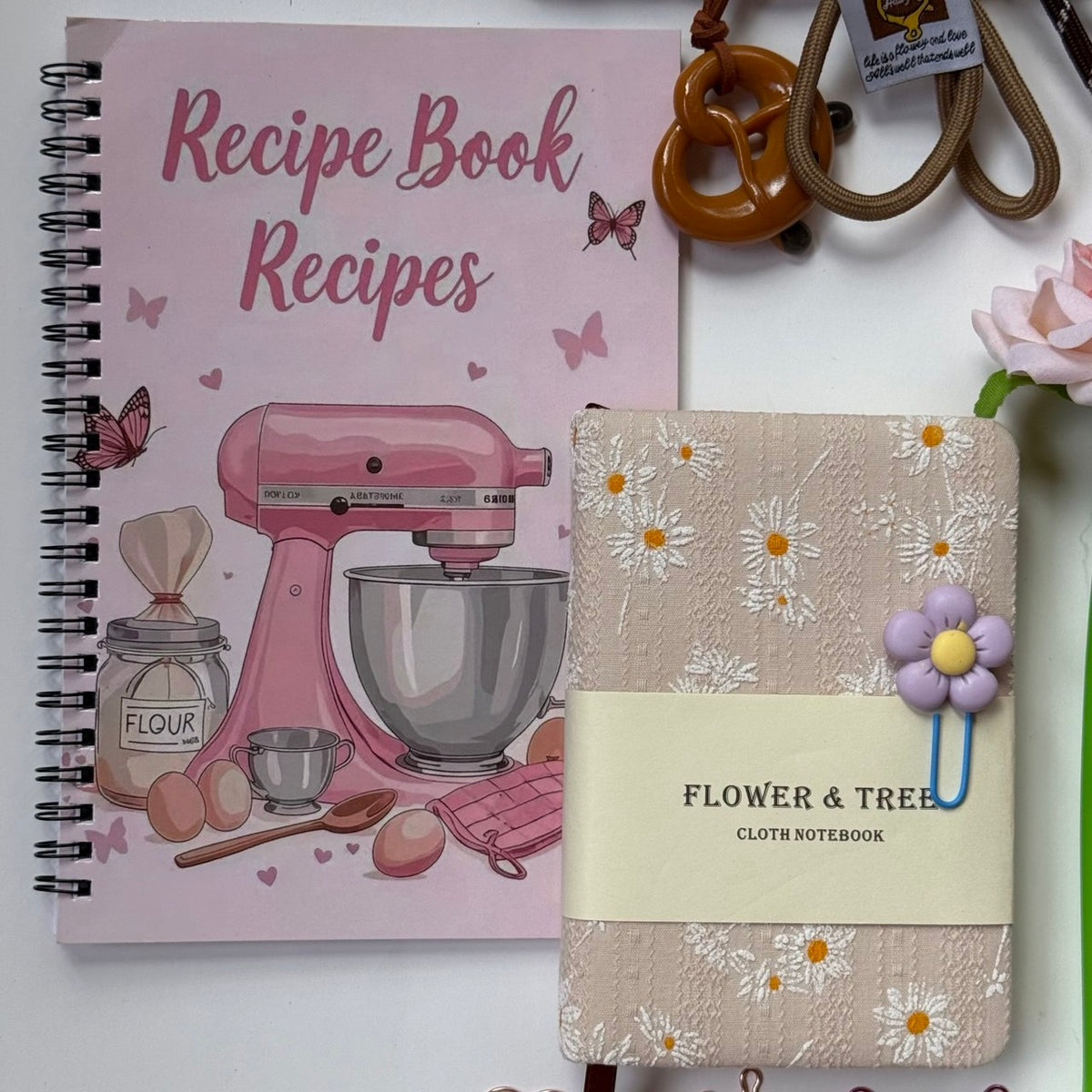 🌸 Pink Floral Bundle | A6 Notebook Stationery Set 🎀