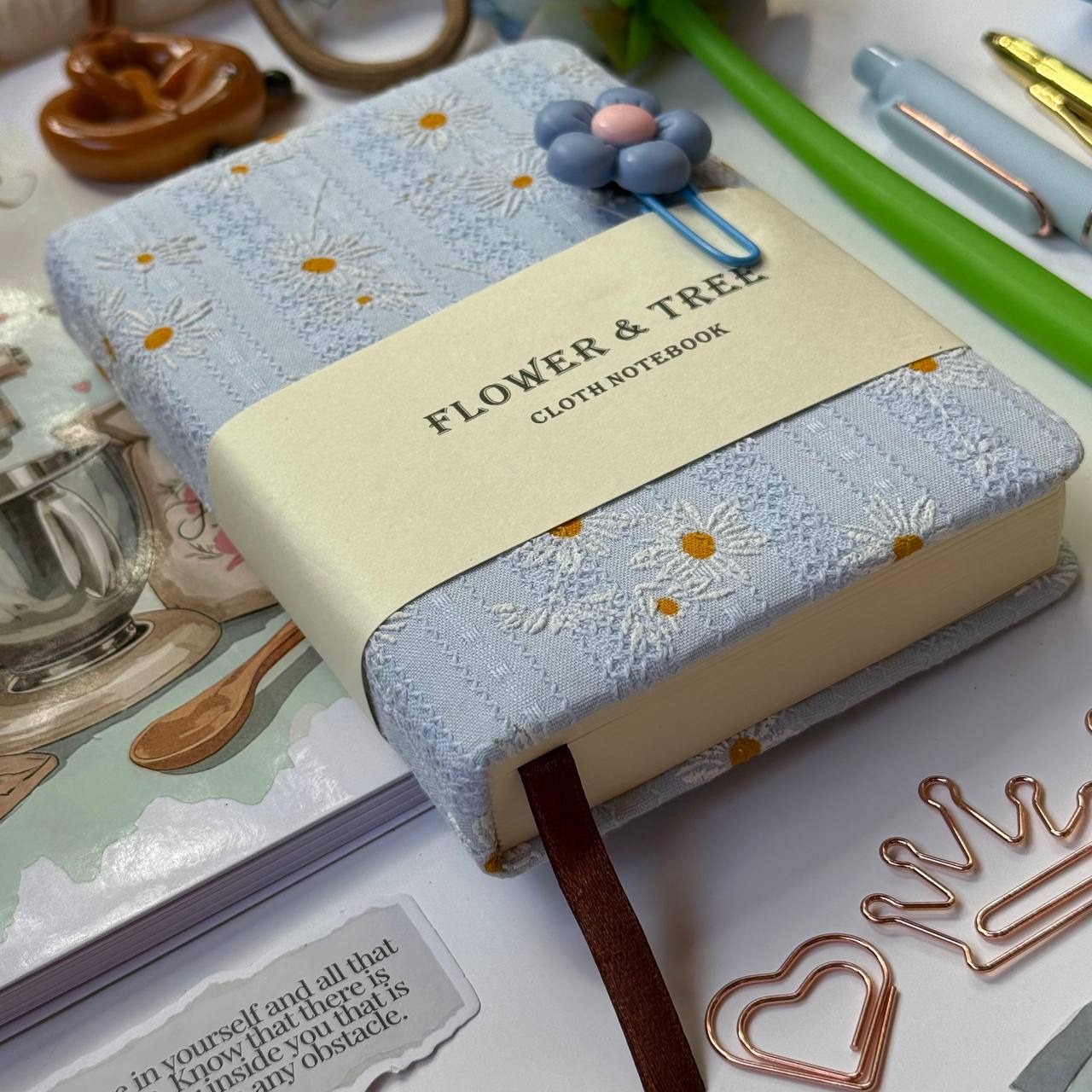 🩵 Blue Floral Bundle – A6 Notebook Set