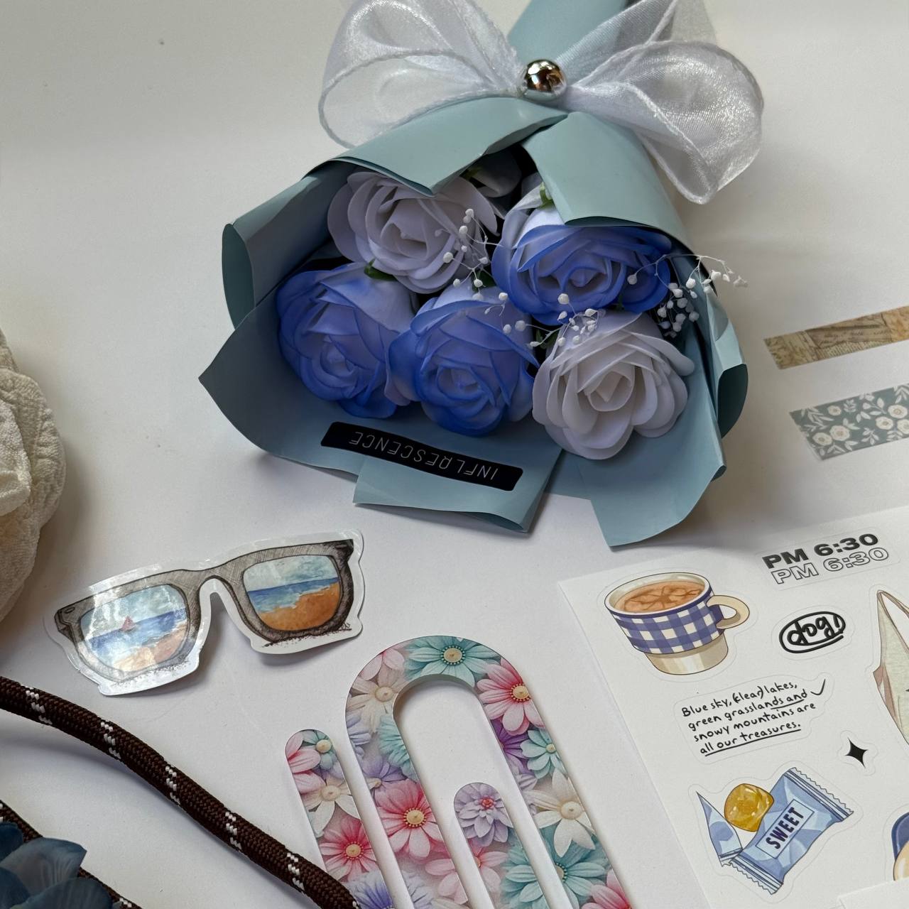 🩵 Blue Floral Bundle – A6 Notebook Set