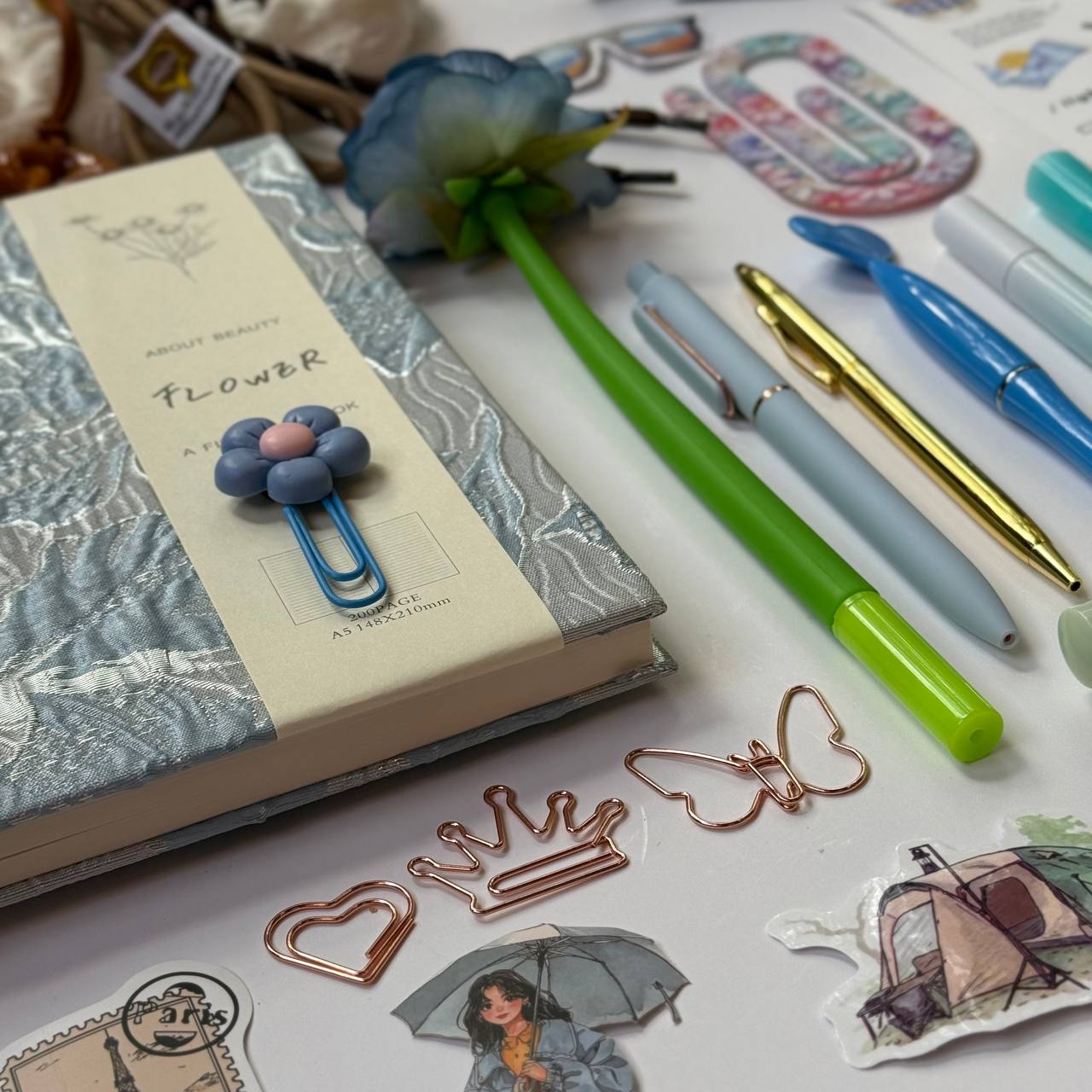 🩵 Blue Floral Bundle – A5 Notebook Set