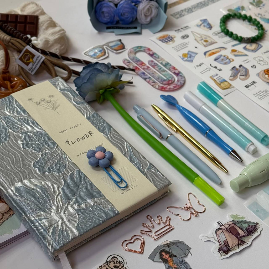 🩵 Blue Floral Bundle – A5 Notebook Set