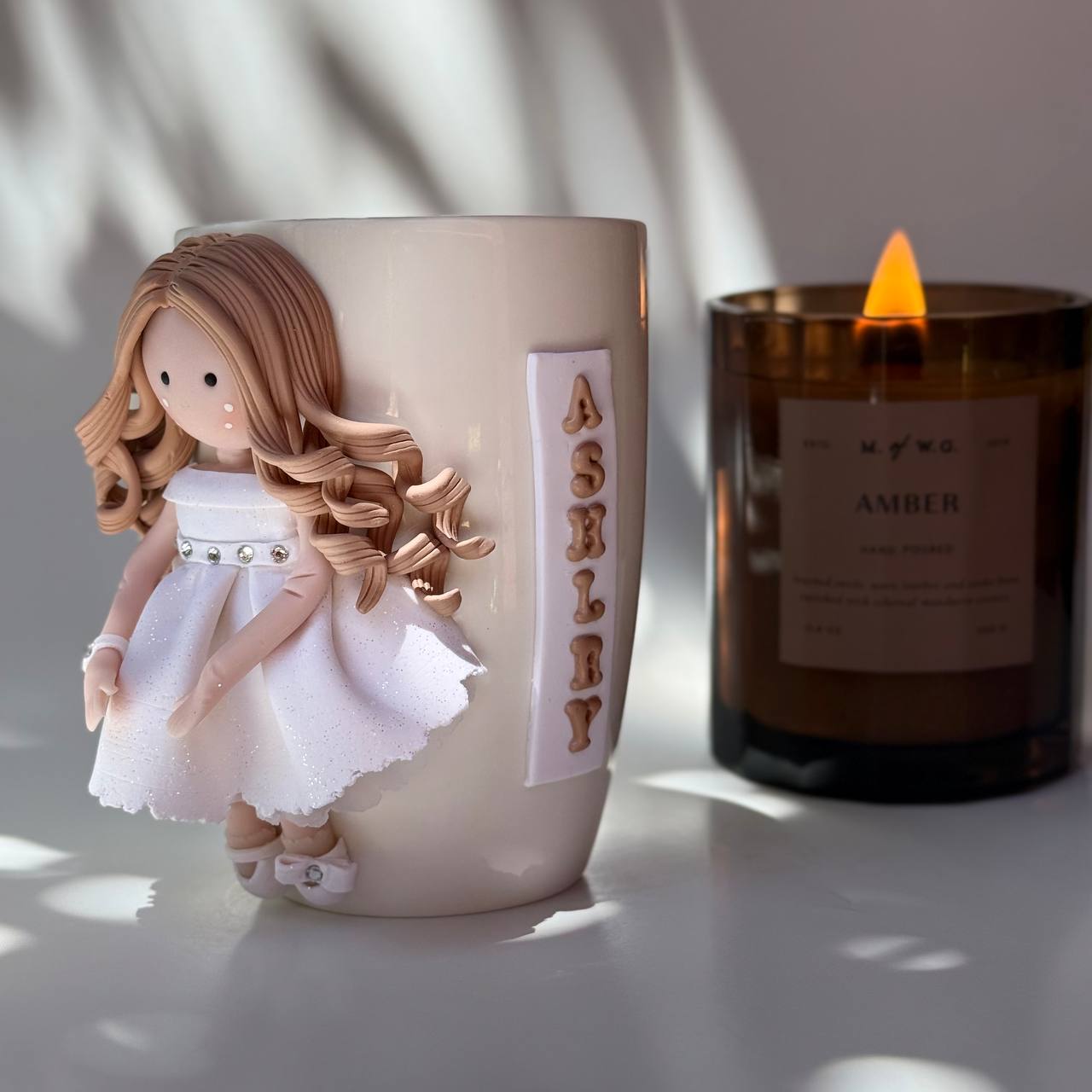 Minimal Face Doll Mug + Name