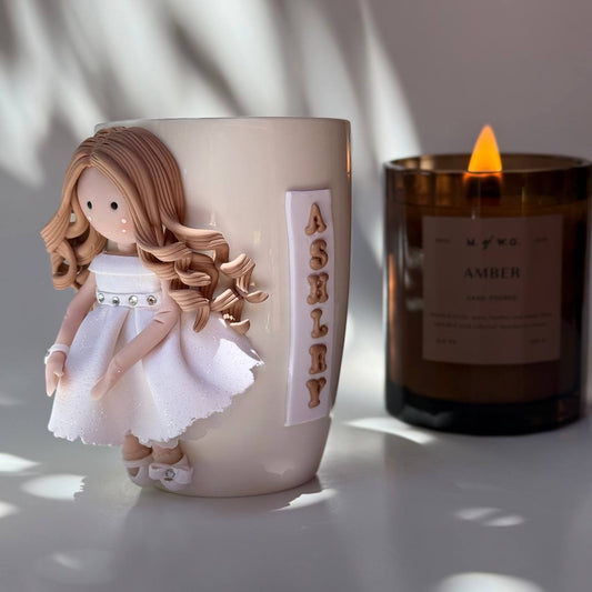 Minimal Face Doll Mug + Name