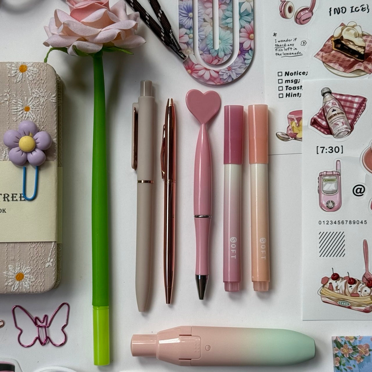 🌸 Pink Floral Bundle | A6 Notebook Stationery Set 🎀