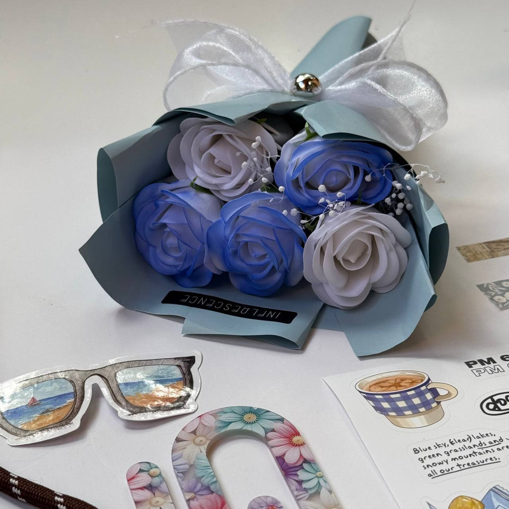 🩵 Blue Floral Bundle – A5 Notebook Set