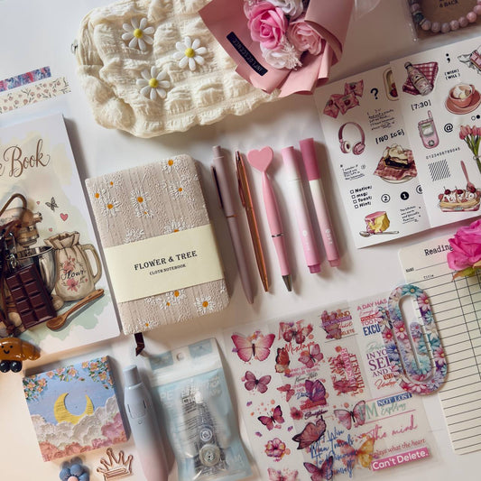 Pink Floral Gift Box 🌸  – Cozy Aesthetic Bundle ( A6 Notebook)